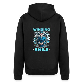 Stewardess Flight Attendant Aviation - Unisex Premium Organic Zip Hoodie - black - Back - Nico (187cm)