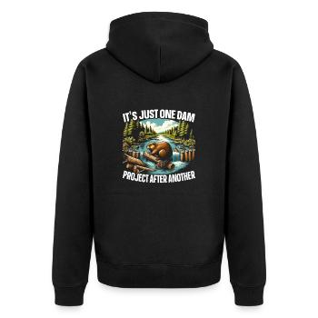 Lustiger Biber-liebhaber-nagetier-tier-niedlicher - Unisex Premium Bio Zip Hoodie - Schwarz - Hinten - Nico (187cm)
