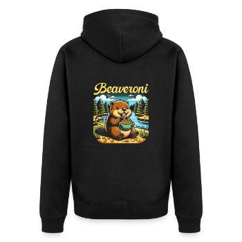 Lustiger Biber-liebhaber-nagetier-tier-niedlicher - Unisex Premium Bio Zip Hoodie - Schwarz - Hinten - Nico (187cm)