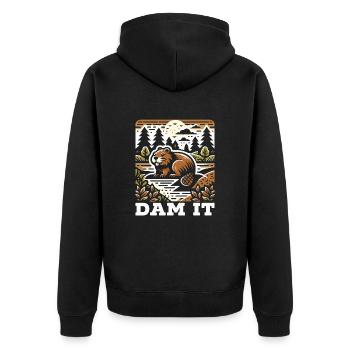 Lustiger Biber-liebhaber-nagetier-tier-niedlicher - Unisex Premium Bio Zip Hoodie - Schwarz - Hinten - Nico (187cm)