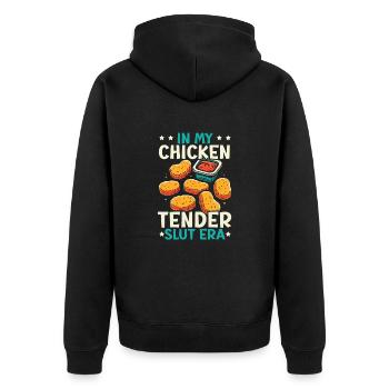 Chicken Nugget Food Lover Fast Food - Unisex Premium Bio Zip Hoodie - Schwarz - Hinten - Nico (187cm)