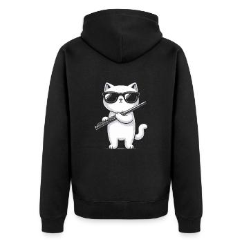 Flötenspieler Flötist Musiker Holzbläser Musical - Unisex Premium Bio Zip Hoodie - Schwarz - Hinten - Nico (187cm)