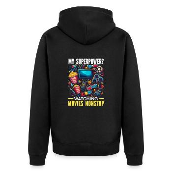 film kino liebhaber popcorn-film - Unisex Premium Bio Zip Hoodie - Schwarz - Hinten - Nico (187cm)