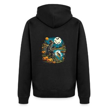 Lustiges Halloween Kostüm Fischer Angeler - Unisex Premium Bio Zip Hoodie - Schwarz - Hinten - Nico (187cm)