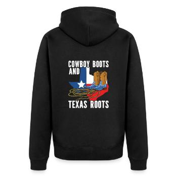 amateur de cow-boys, cavalier de rodéo western, - Veste à capuche bio Premium Unisexe - noir - Dos - Nico (187cm)