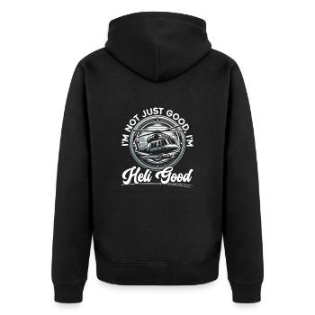 Hubschrauberpilot Fliegt - Unisex Premium Bio Zip Hoodie - Schwarz - Hinten - Nico (187cm)