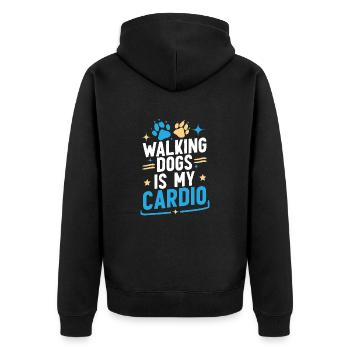 Walking the dog, walking the dog, - Unisex Premium Organic Zip Hoodie - black - Back - Nico (187cm)