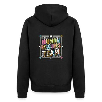 Hr Manager Job Personalmitarbeiter Hr - Unisex Premium Bio Zip Hoodie - Schwarz - Hinten - Nico (187cm)