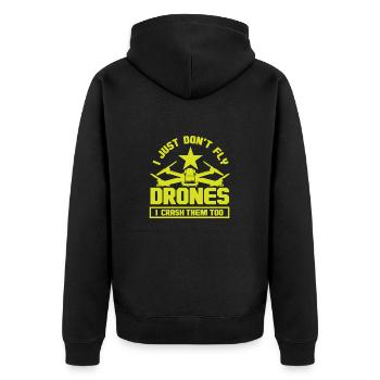 Fpv-drohnenpilot - Unisex Premium Bio Zip Hoodie - Schwarz - Hinten - Nico (187cm)