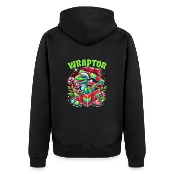 Dinosaur Christmas Santa Claus Christmas - Unisex Premium Organic Zip Hoodie - black - Back - Nico (187cm)