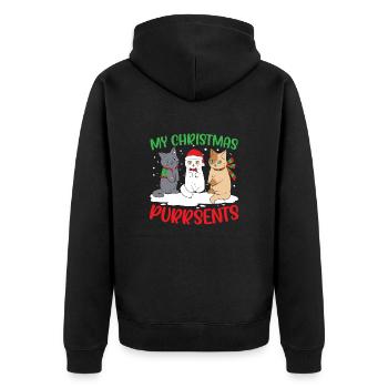 Fête de Noël des chats - Veste à capuche bio Premium Unisexe - noir - Dos - Nico (187cm)