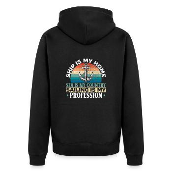 Seemann Schiffsberuf Seemann Seesegeln - Unisex Premium Bio Zip Hoodie - Schwarz - Hinten - Nico (187cm)