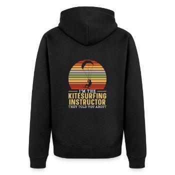 Kitesurfen Kiteboarding Wassersport Kitesurfer - Unisex Premium Bio Zip Hoodie - Schwarz - Hinten - Nico (187cm)
