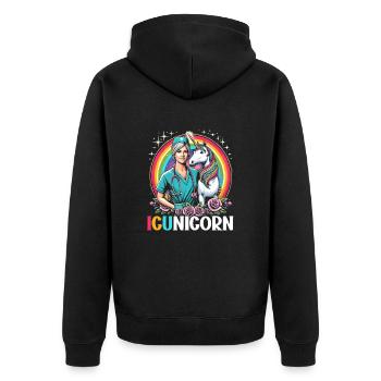 nurse in intensive care, - Unisex Premium Organic Zip Hoodie - black - Back - Nico (187cm)