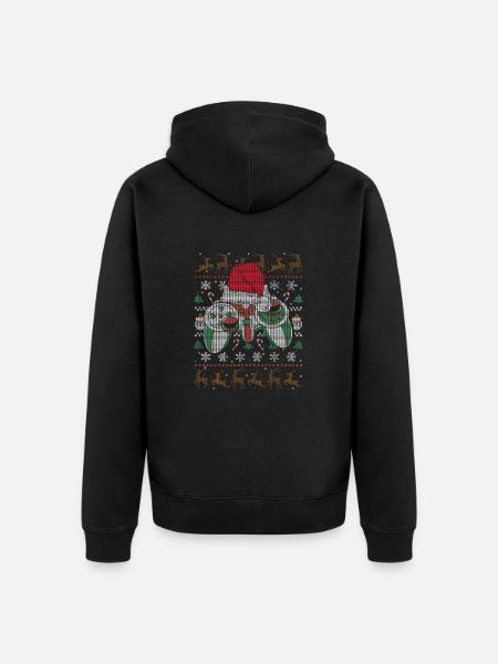 Weihnachten Gamer Videospiel Weihnachtsmann - Unisex Premium Bio Zip Hoodie - Schwarz