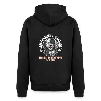 Chien Sheepadoodle mignon - Veste à capuche bio Premium Unisexe - noir - Dos - Nico (187cm)
