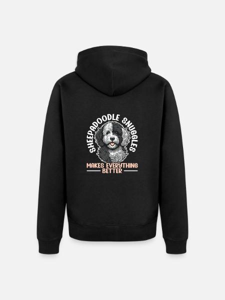 Chien Sheepadoodle mignon - Veste à capuche bio Premium Unisexe - noir