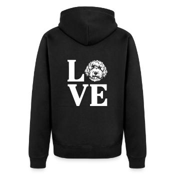 Amour mignon Sheepadoodle chien - Veste à capuche bio Premium Unisexe - noir - Dos - Nico (187cm)