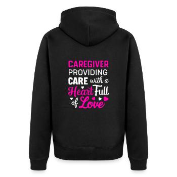 In My Caregiver Era Caregiving Nursing Caregiver - Unisex Premium Bio Zip Hoodie - Schwarz - Hinten - Nico (187cm)