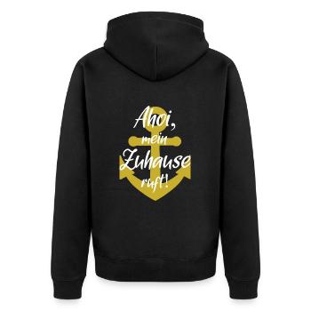 Ahoi mein zuhause ruft - Unisex Premium Bio Zip Hoodie - Schwarz - Hinten - Nico (187cm)