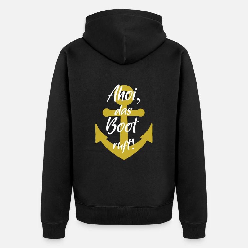 Ahoi das boot ruft - Unisex Premium Bio Zip Hoodie - Schwarz
