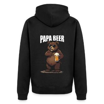 papa bier - Unisex Premium Bio Zip Hoodie - Schwarz - Hinten - Nico (187cm)