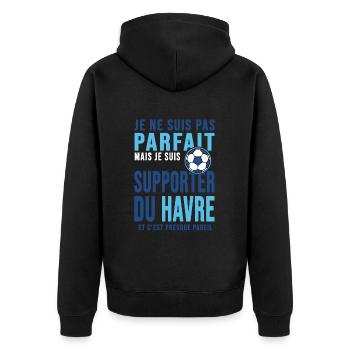 supporter foot le havre humour football du havre - Veste à capuche bio Premium Unisexe - noir - Dos - Nico (187cm)