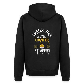 J Peux Pas J Ai Chantier et Apéro - Veste à capuche bio Premium Unisexe - noir - Dos - Nico (187cm)