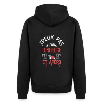 J Peux Pas J Ai Tondeuse et Apéro - Veste à capuche bio Premium Unisexe - noir - Dos - Nico (187cm)