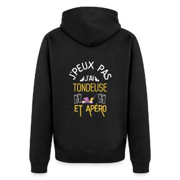 J Peux Pas J Ai Tondeuse et Apéro - Veste à capuche bio Premium Unisexe - noir - Dos - Nico (187cm)