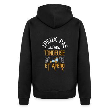 J Peux Pas J Ai Tondeuse et Apéro - Veste à capuche bio Premium Unisexe - noir - Dos - Nico (187cm)