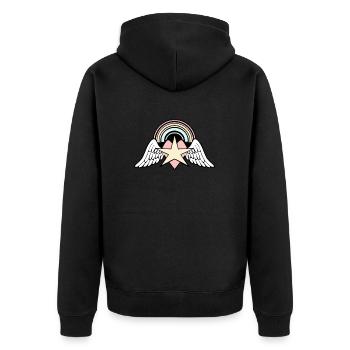 Design Himmelswunder - Unisex Premium Bio Zip Hoodie - Schwarz - Hinten - Nico (187cm)