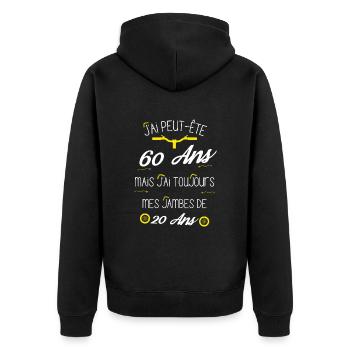cycliste 60 ans humour anniversaire 60 ans vélo - Veste à capuche bio Premium Unisexe - noir - Dos - Nico (187cm)