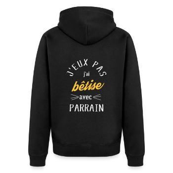 J Peux Pas j ai Bêtise avec parrain - Veste à capuche bio Premium Unisexe - noir - Dos - Nico (187cm)