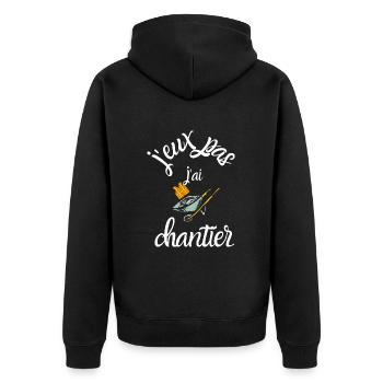 J Peux Pas j ai chantier - Veste à capuche bio Premium Unisexe - noir - Dos - Nico (187cm)