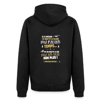 Proverbe breton : Bretagne et ses Goeland - Veste à capuche bio Premium Unisexe - noir - Dos - Nico (187cm)
