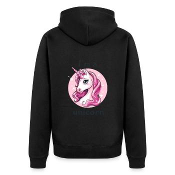 I'm a unicorn - Unisex Premium Organic Zip Hoodie - black - Back - Nico (187cm)