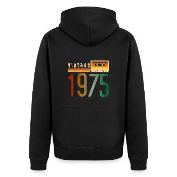 Jahr 1975 Old School Kassette Musik Retro - Unisex Premium Bio Zip Hoodie - Schwarz - Hinten - Nico (187cm)
