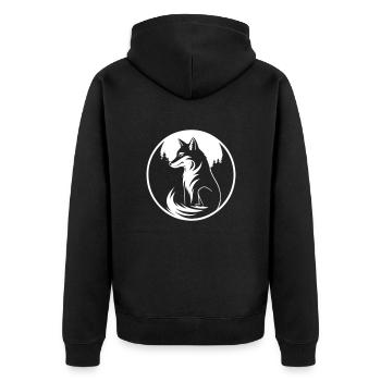 Fuchs - Unisex Premium Bio Zip Hoodie - Schwarz - Hinten - Nico (187cm)