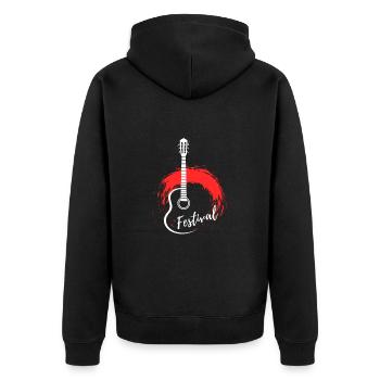 Festival Party Musik - Unisex Premium Bio Zip Hoodie - Schwarz - Hinten - Nico (187cm)