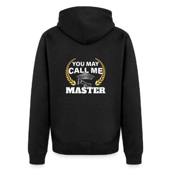 You can call me Master Abschluss Design - Unisex Premium Bio Zip Hoodie - Schwarz - Hinten - Nico (187cm)