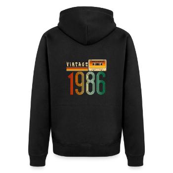 Jahr 1986 Old School Kassette Musik Retro - Unisex Premium Bio Zip Hoodie - Schwarz - Hinten - Nico (187cm)