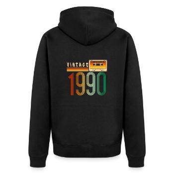 Jahr 1990 Old School Kassette Musik Retro - Unisex Premium Bio Zip Hoodie - Schwarz - Hinten - Nico (187cm)