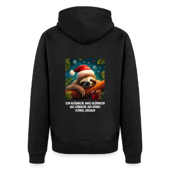 Ein Glühwein, swei ... lustiges Faultier Weihnacht - Unisex Premium Bio Zip Hoodie - Schwarz - Hinten - Nico (187cm)