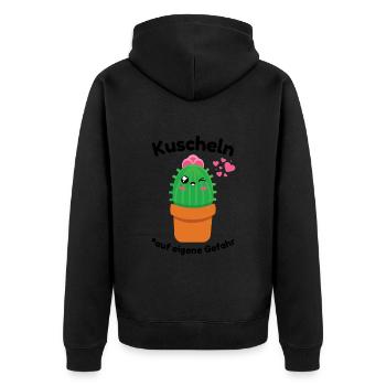Kaktus für Babys, Kinder, Frauen zum Kuscheln - Unisex Premium Bio Zip Hoodie - Schwarz - Hinten - Nico (187cm)