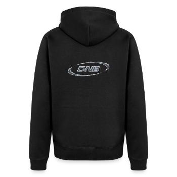 DNB Chrome - Unisex Premium Organic Zip Hoodie - black - Back - Nico (187cm)