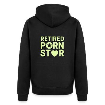 Retired Porn Star - Unisex Premium Bio Zip Hoodie - Schwarz - Hinten - Nico (187cm)