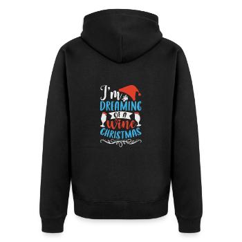 I am dreaming of a wine Christmas - Unisex Premium Bio Zip Hoodie - Schwarz - Hinten - Nico (187cm)