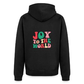 Joy Love Peace world Christmas t-shirt - Unisex Premium Bio Zip Hoodie - Schwarz - Hinten - Nico (187cm)