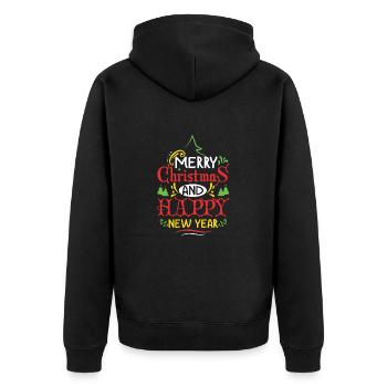 Merry Christmas and Happy New Year - Unisex Premium Bio Zip Hoodie - Schwarz - Hinten - Nico (187cm)